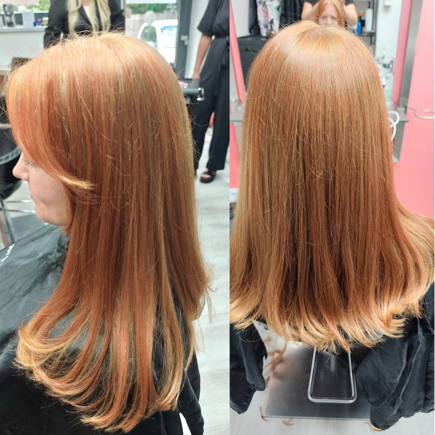 Kupfer-Balayage mit multidimensionalem Glanz
